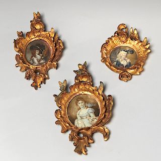 (3) French portrait miniatures of Court Ladies