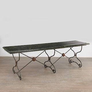 French painted steel long baker's table