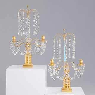 Pair Baltic Neo-Classical style two-arm candelabra