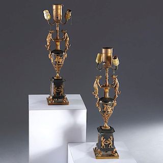 Pair French Empire style table lamps