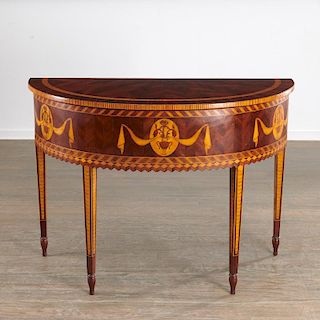 Alfonso Marina parquetry demilune table
