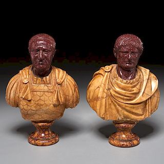 Nice pair Italian marble and porphyry busts