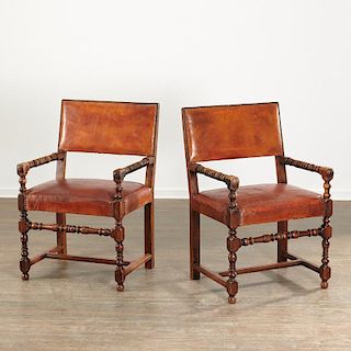 Pair Franco-Flemish Baroque style armchairs
