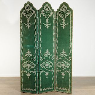 Venetian style embroidered velvet screen
