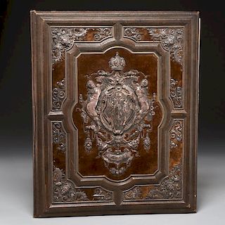 Silver mounted bound proclamation with painting