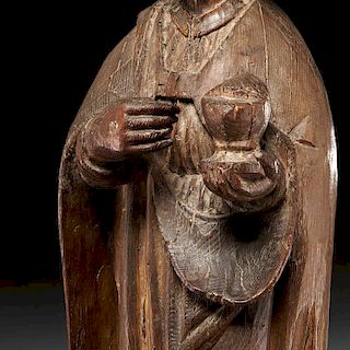 Northern European School, carved figure of a saint