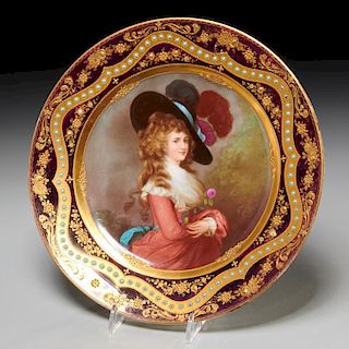 Royal Vienna style jeweled cabinet plate