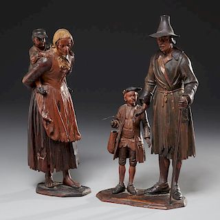 Pair Tyrolean carved wood figures