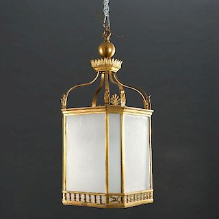 Large Belle Epoque bronze lantern fixture
