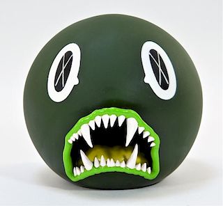 KAWS Cat Teeth Bank Green Medicom Toy Sculpture