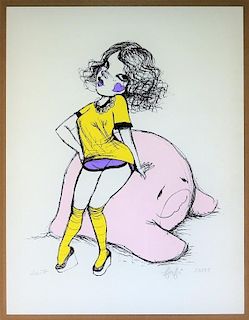 Fafi French Urban Lithograph of Voluptuous Woman