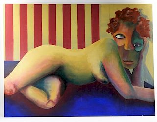 Modern Lowbrow Pop Surrealist Painting of Nude