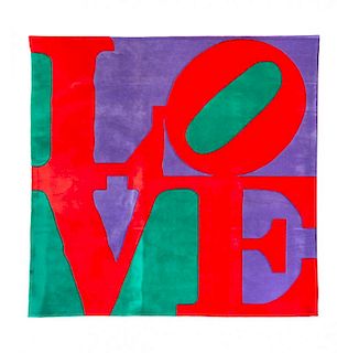 Robert Indiana, (American, born 1928), Chosen Love, 1995, hand tufted archival New Zealand wool, numbered 107/175, signed, 8 