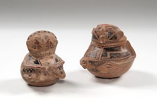 Casas Grandes Polychrome Hooded Human Effigy Pottery Jars