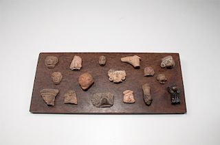 Selection of Pre-Columbian Fragments Mounted to Board