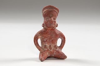 Jalisco Redware Pottery Seated Figural Vessel