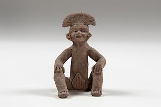 Seated Pottery Fertility Figure, Possibly Aztec