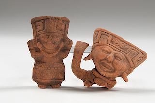 Veracruz "Sonriente" Pottery Figure and Head Fragment