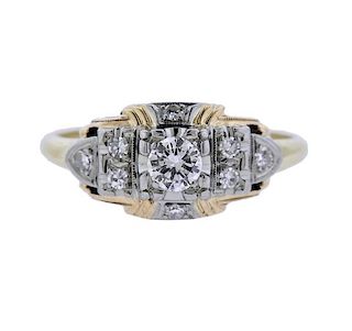 Granat Brothers Art Deco Gold Diamond Engagement Ring