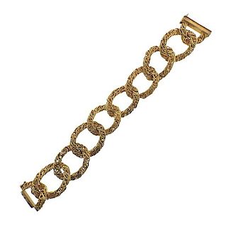 French 18K Gold Woven Oval Link Bracelet