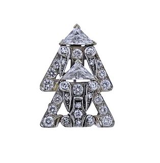 18K Gold Diamond Triangle Motif Brooch
