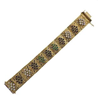 18K Gold Colored Stone Bracelet
