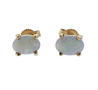 14k Gold Opal Stud Earrings 