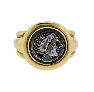 18K Gold Silver Coin Ring