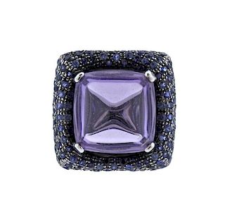 Pesavento 18k Gold Amethyst Sapphire Cocktail Ring 