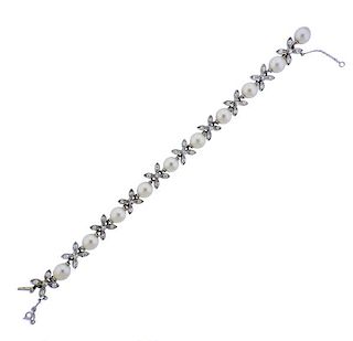 Sterle Paris 18K Gold Diamond Pearl Bracelet