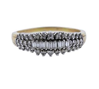 14K Gold Diamond Cluster Band Ring