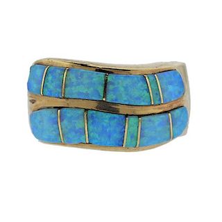 14K Gold Opal Band Ring