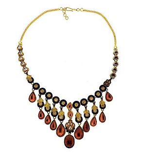 Indian High Karat Gold Diamond Ruby Drop Necklace
