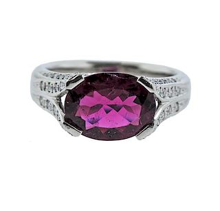 Platinum Diamond Pink Tourmaline Ring