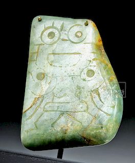 Maya Green Jadeite Pendant of Owl