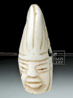 Mixtec / Aztec Fossilized Bone King's Head Pendant