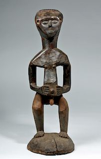 Early 20th C. African Kuba Wood Standing Male Figure