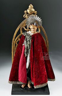 19th C. Wooden Mexican Santo - Virgin Mary w/ Robes