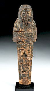 Rare Egyptian 19th Dynasty Wooden Painted Ushabti