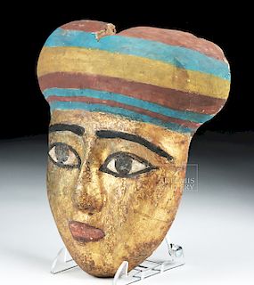 Egyptian Wooden Gilded / Painted Mummy Mask