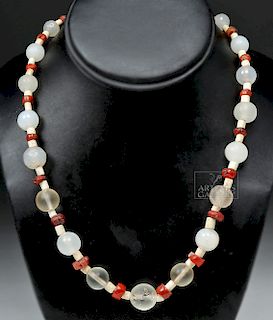 Roman White Agate, Carnelian, & Shell Necklace
