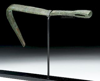 Roman Bronze Strigil - Rare Form, Incised Decoration