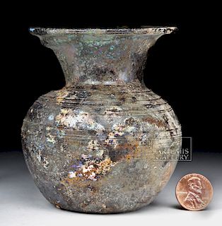 Delicate Roman Glass Jar w/ Rigaree Trailings