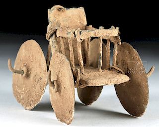 Rare Anatolian Bronze Wheeled Cart Toy