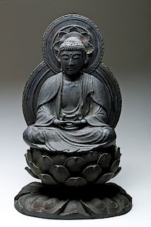 19th C. Japanese Wood Amida Buddha