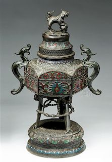 Chinese Qing Dynasty Bronze / Cloisonne Brazier