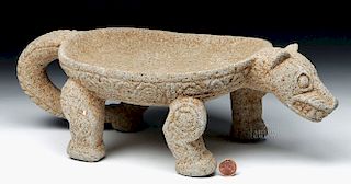 Panamanian Chiriqui Stone Metate - Jaguar Form