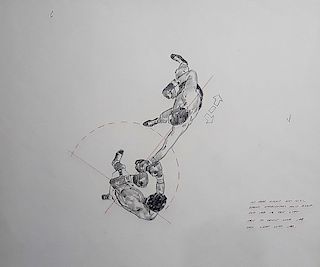 Sports Illustrated Original Sketch by Robert Riger Ingo's Right and Floyd's Peekkaboo Lu Collision, F