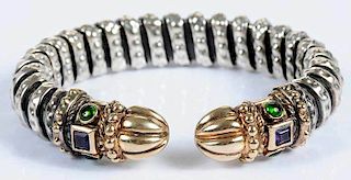 14kt., Silver & Gemstone Cuff Bracelet