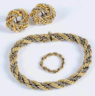 Three Pieces Gold Twisted Rope Jewelry